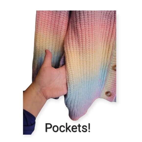BLANKNYC I Hope So Multicolored Rainbow Pastel Dreamy Romantic Cardigan XL EUC - Picture 14 of 15